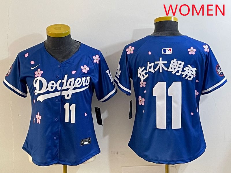 Women Los Angeles Dodgers 11 R.Sasaki Blue Sakura Edition 2025 Nike MLB Jersey style 4